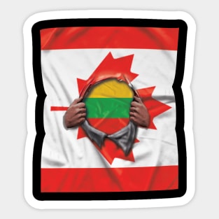 Lithuania Flag Canadian Flag Ripped - Gift for Lithuanian From Lithuania Sticker